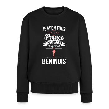 Fous du prince charmant sauf s'il est Béninois - Pull Premium bio Femme - noir - Devant - Julia (174cm)