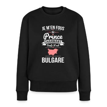 Fous du prince charmant sauf s'il est Bulgare - Pull Premium bio Femme - noir - Devant - Julia (174cm)