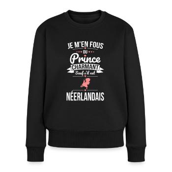 Fous du prince charmant sauf s'il est Néerlandais - Pull Premium bio Femme - noir - Devant - Julia (174cm)