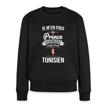 Fous du prince charmant sauf s'il est Tunisien - Pull Premium bio Femme - noir - Devant - Julia (174cm)