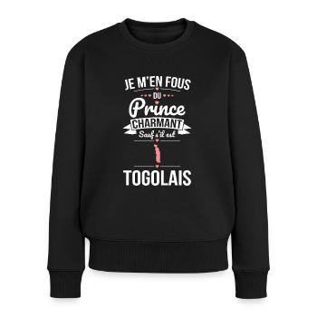 Fous du prince charmant sauf s'il est Togolais - Pull Premium bio Femme - noir - Devant - Julia (174cm)