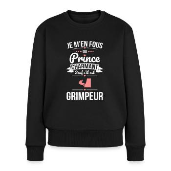 Fous du prince charmant sauf s'il est grimpeur - Pull Premium bio Femme - noir - Devant - Julia (174cm)