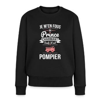 Fous du prince charmant sauf s'il est pompier - Pull Premium bio Femme - noir - Devant - Julia (174cm)