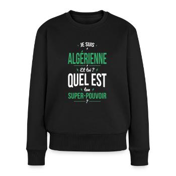 Je suis Algérienne - Super-pouvoir - Cadeau Humour - Pull Premium bio Femme - noir - Devant - Julia (174cm)
