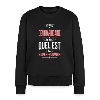 Je suis Centrafricaine - Super-pouvoir - Humour - Pull Premium bio Femme - noir - Devant - Julia (174cm)