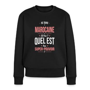Je suis Marocaine - Super-pouvoir - Cadeau Humour - Pull Premium bio Femme - noir - Devant - Julia (174cm)
