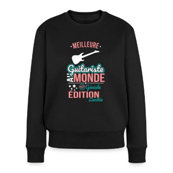 Bester Gitarrist der Welt - 100% genial - Frauen Premium Bio Pullover - Schwarz - Vorne - Julia (174cm)