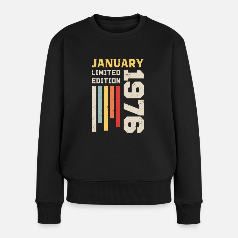 Janvier 1976 - Cadeau anniversaire Janvier 1976 - Pull Premium bio Femme - noir