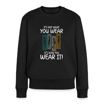 Modeliebhaber Individuell Lifestyle Trendsetter - Frauen Premium Bio Pullover - Schwarz - Vorne - Julia (174cm)