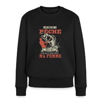 40 ans anniversaire Pêche pêcheur cadeau cool 40 - Pull Premium bio Femme - noir - Devant - Julia (174cm)
