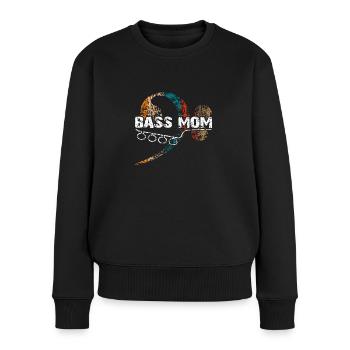 Mama spielt Bass mit Vintage Bassschlüssel - Frauen Premium Bio Pullover - Schwarz - Vorne - Julia (174cm)