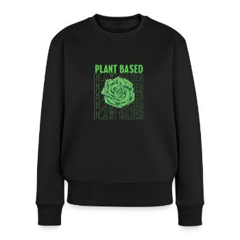 Plant Based - Auf pflanzlicher Basis - Frauen Premium Bio Pullover - Schwarz - Vorne - Julia (174cm)