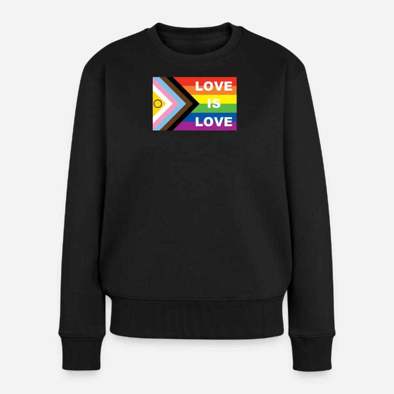 LOVE IS LOVE - Frauen Premium Bio Pullover - Schwarz
