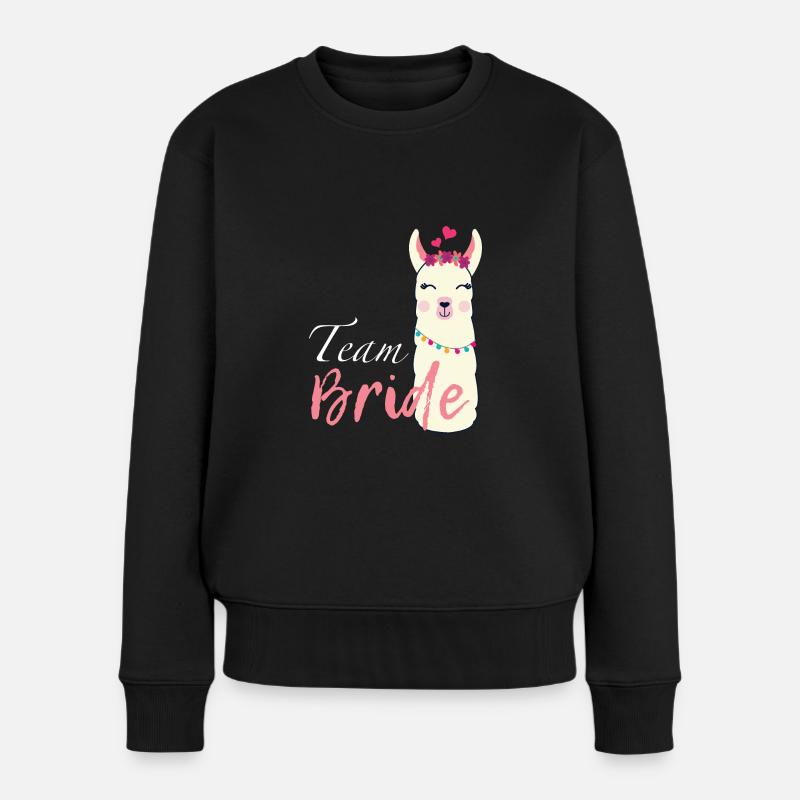 Team Braut Alpaka Junggesellenabschied Freundinnen - Frauen Premium Bio Pullover - Schwarz