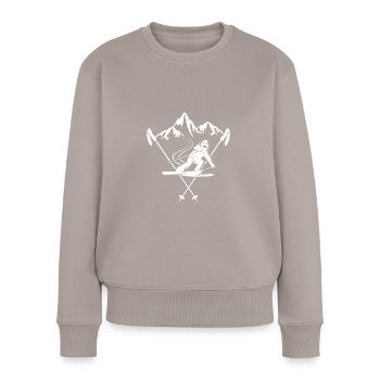 skifahrer ski-alpin pulverschnee race-carver - Frauen Premium Bio Pullover - Taupe - Vorne - Julia (174cm)