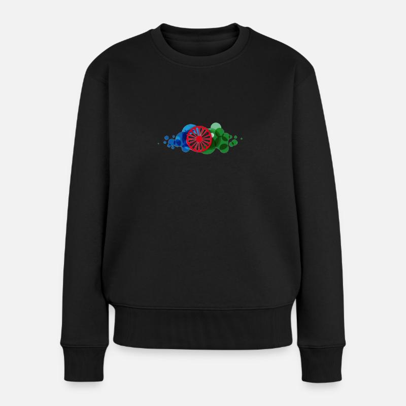 RäderRomaSintiCoprightLennylindell2 - Frauen Premium Bio Pullover - Schwarz