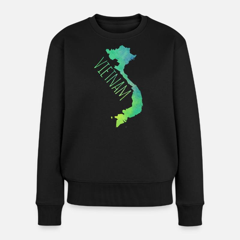 Vietnam - Frauen Premium Bio Pullover - Schwarz