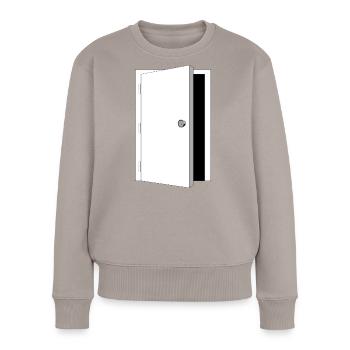 door - Tresortüre schwarz-weiss - Frauen Premium Bio Pullover - Taupe - Vorne - Julia (174cm)