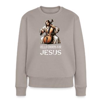 Cello Akkorde für Jesus Christlicher Gott - Frauen Premium Bio Pullover - Taupe - Vorne - Julia (174cm)