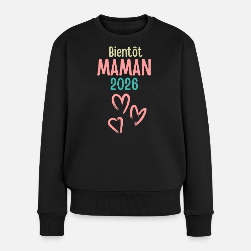 Bald Mutter sein 2026 Pastel Hearts - Frauen Premium Bio Pullover - Schwarz
