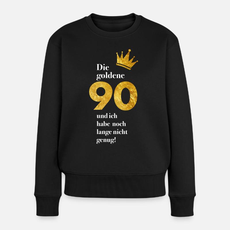 90 Jahre Gold Geburtstag - Frauen Premium Bio Pullover - Schwarz