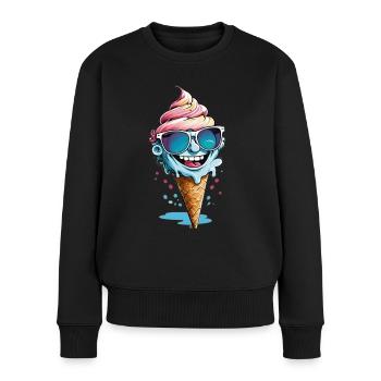 Eiscreme - Frauen Premium Bio Pullover - Schwarz - Vorne - Julia (174cm)