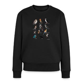 Bunte Vögel Zeichnung Vogelfreund Ornithologe - Frauen Premium Bio Pullover - Schwarz - Vorne - Julia (174cm)
