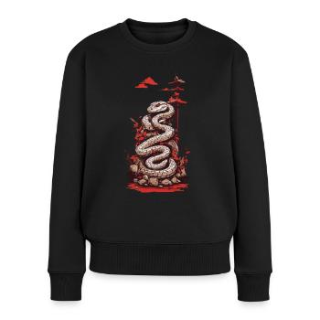 Tatouage traditionnel japonais serpent design - Pull Premium bio Femme - noir - Devant - Julia (174cm)