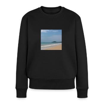 Strand mit Meer und blauem Himmel - Frauen Premium Bio Pullover - Schwarz - Vorne - Julia (174cm)