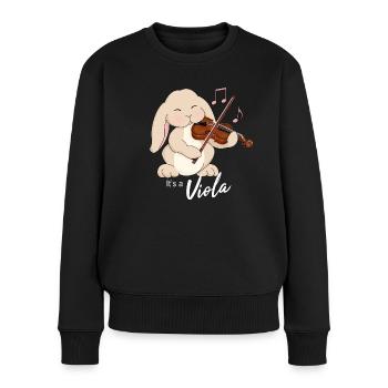 Lapin altiste mignon, c’est un alto - Pull Premium bio Femme - noir - Devant - Julia (174cm)