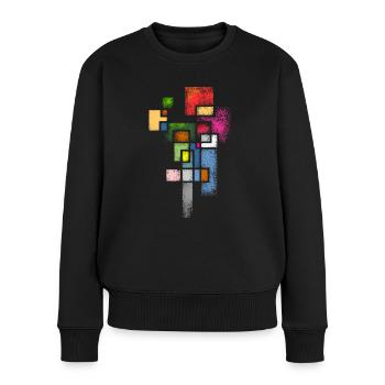 Abstrakt - Frauen Premium Bio Pullover - Schwarz - Vorne - Julia (174cm)