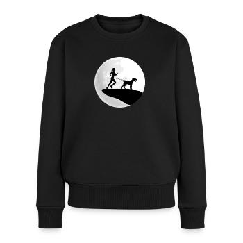 canicross zughundesport dogrun laufen mit hund - Frauen Premium Bio Pullover - Schwarz - Vorne - Julia (174cm)