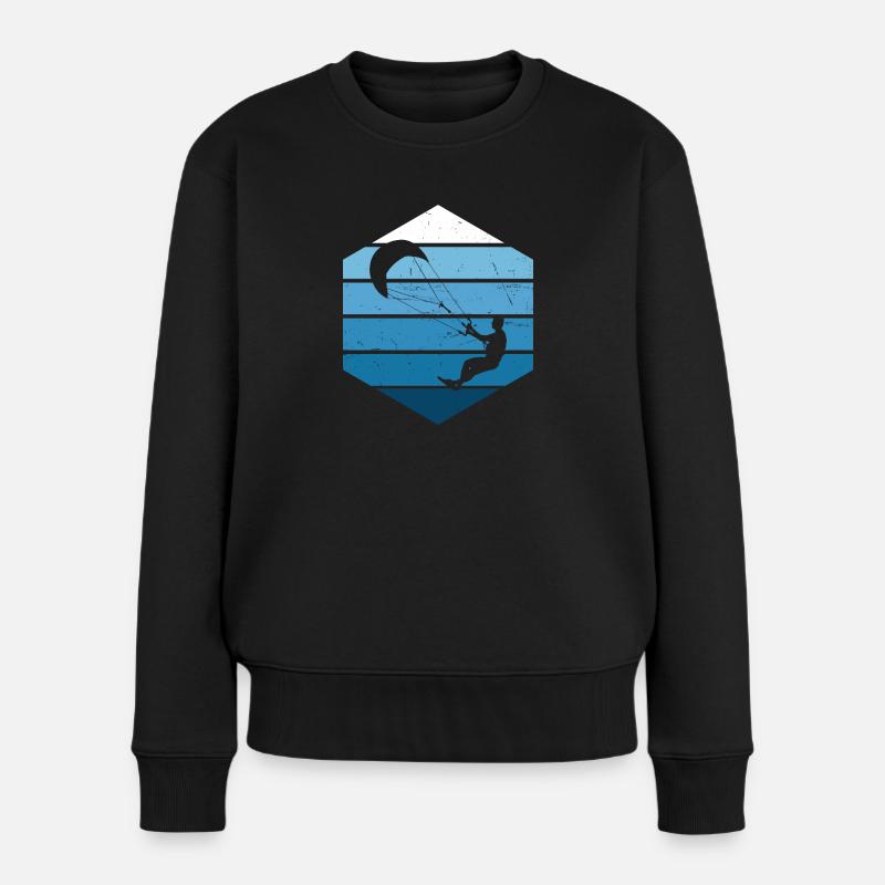 Kitesurfen Kitesurf Kite Kiten Kitesurfer - Frauen Premium Bio Pullover - Schwarz