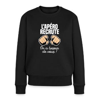 L'apéro recrute engagez-vous - Pull Premium bio Femme - noir - Devant - Julia (174cm)
