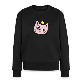 CATS - Frauen Premium Bio Pullover - Schwarz - Vorne - Julia (174cm)