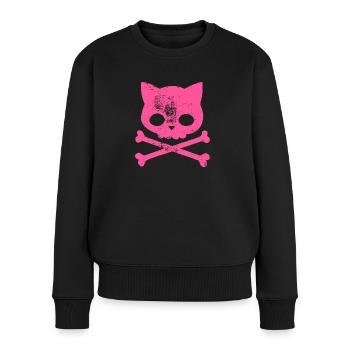Mieze Pink - Katze Punk - Frauen Premium Bio Pullover - Schwarz - Vorne - Julia (174cm)
