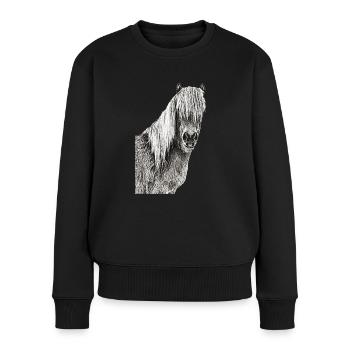 Pferde Pferd Pferdekopf Reiter Pferdesprüche - Frauen Premium Bio Pullover - Schwarz - Vorne - Julia (174cm)
