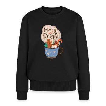 Merry and bright - Frauen Premium Bio Pullover - Schwarz - Vorne - Julia (174cm)