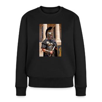 Schattenwächter wartet, slawische Wölfe heulen unter Rom - Frauen Premium Bio Pullover - Schwarz - Vorne - Julia (174cm)