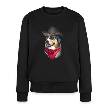 Australian Shepherd Cowboy - Women's Premium Organic Jumper - black - Front - Julia (174cm)