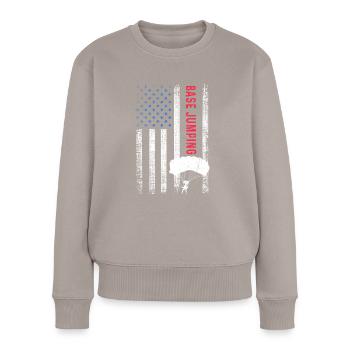 Base Jumping - Frauen Premium Bio Pullover - Taupe - Vorne - Julia (174cm)