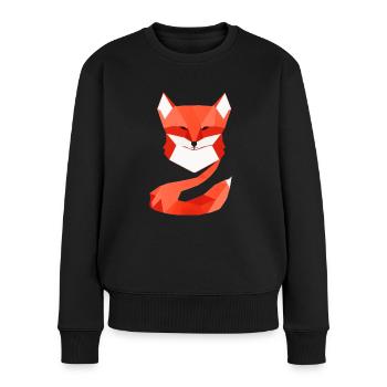 Polygon-Fuchs Geometrisch - Frauen Premium Bio Pullover - Schwarz - Vorne - Julia (174cm)
