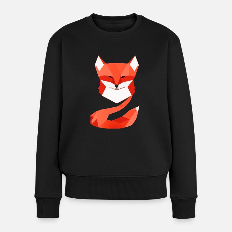 Polygon-Fuchs Geometrisch - Frauen Premium Bio Pullover - Schwarz