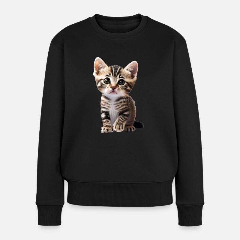 Mignon jeune chat en attente de câlins - Pull Premium bio Femme - noir