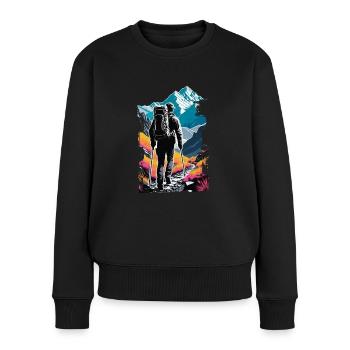 Natur & Bergwandern - Frauen Premium Bio Pullover - Schwarz - Vorne - Julia (174cm)
