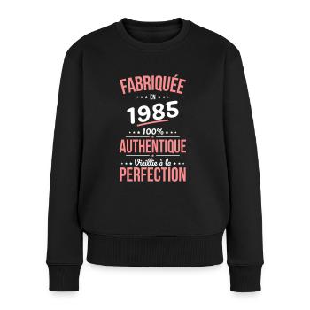 40 Jahre Jubiläum - Hergestellt im Jahr 1985 - Frauen Premium Bio Pullover - Schwarz - Vorne - Julia (174cm)
