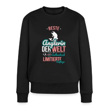 Beste Anglerin der Welt - 100% Authentisch - Frauen Premium Bio Pullover - Schwarz - Vorne - Julia (174cm)
