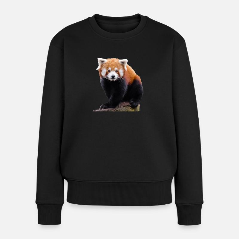 Kleiner Roter Panda süß und niedlich Katzenbär - Frauen Premium Bio Pullover - Schwarz