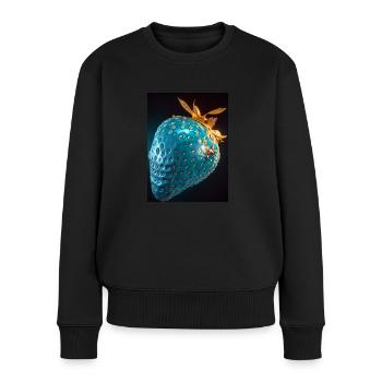 Erdbeere, technisch, Hightech, illustration, blau - Frauen Premium Bio Pullover - Schwarz - Vorne - Julia (174cm)