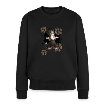 Muddy Paws / Dreckspfötchen - Frauen Premium Bio Pullover - Schwarz - Vorne - Julia (174cm)